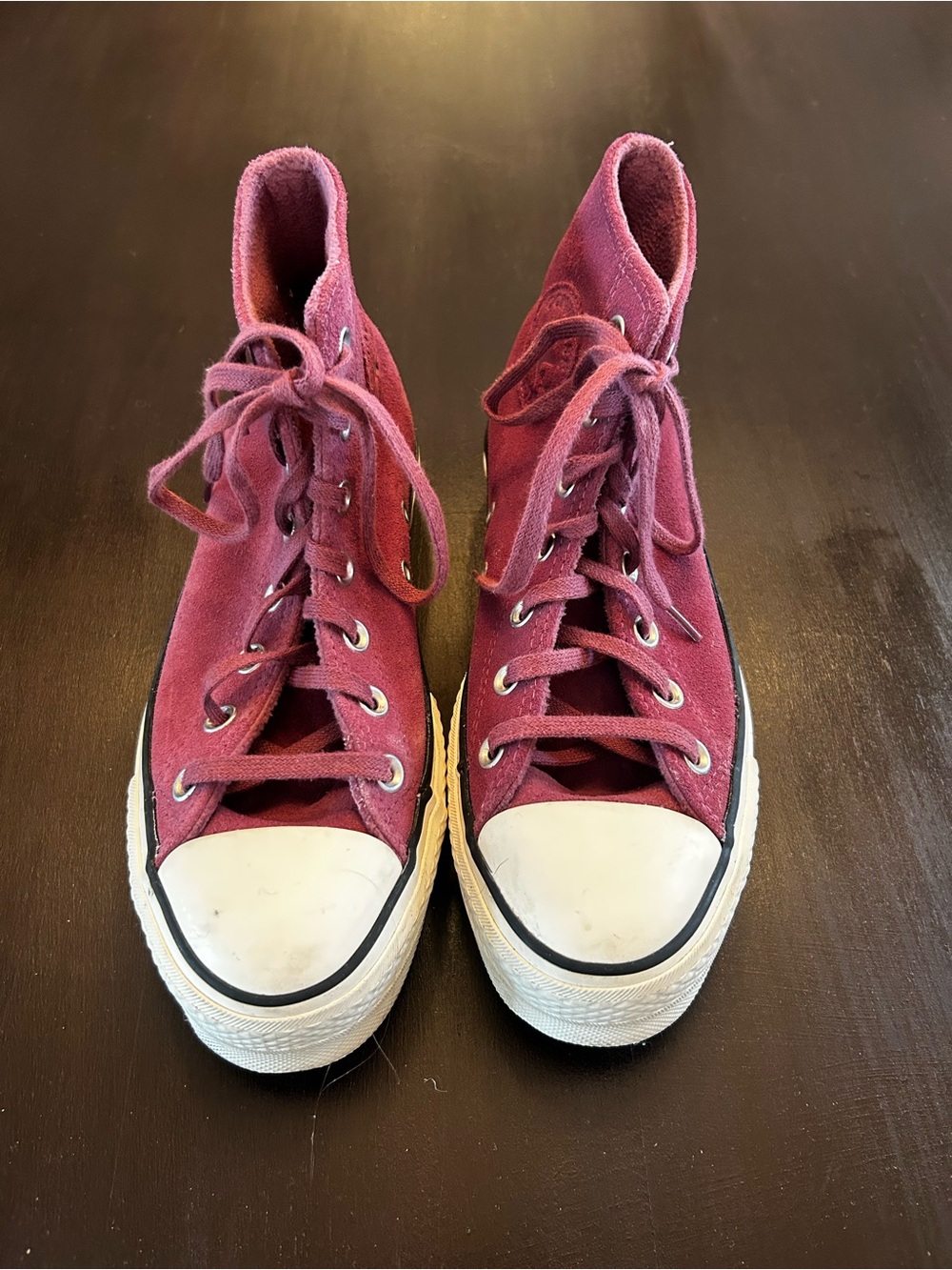 Converse High-Top Suede Sneakers in Burgundy Berry
